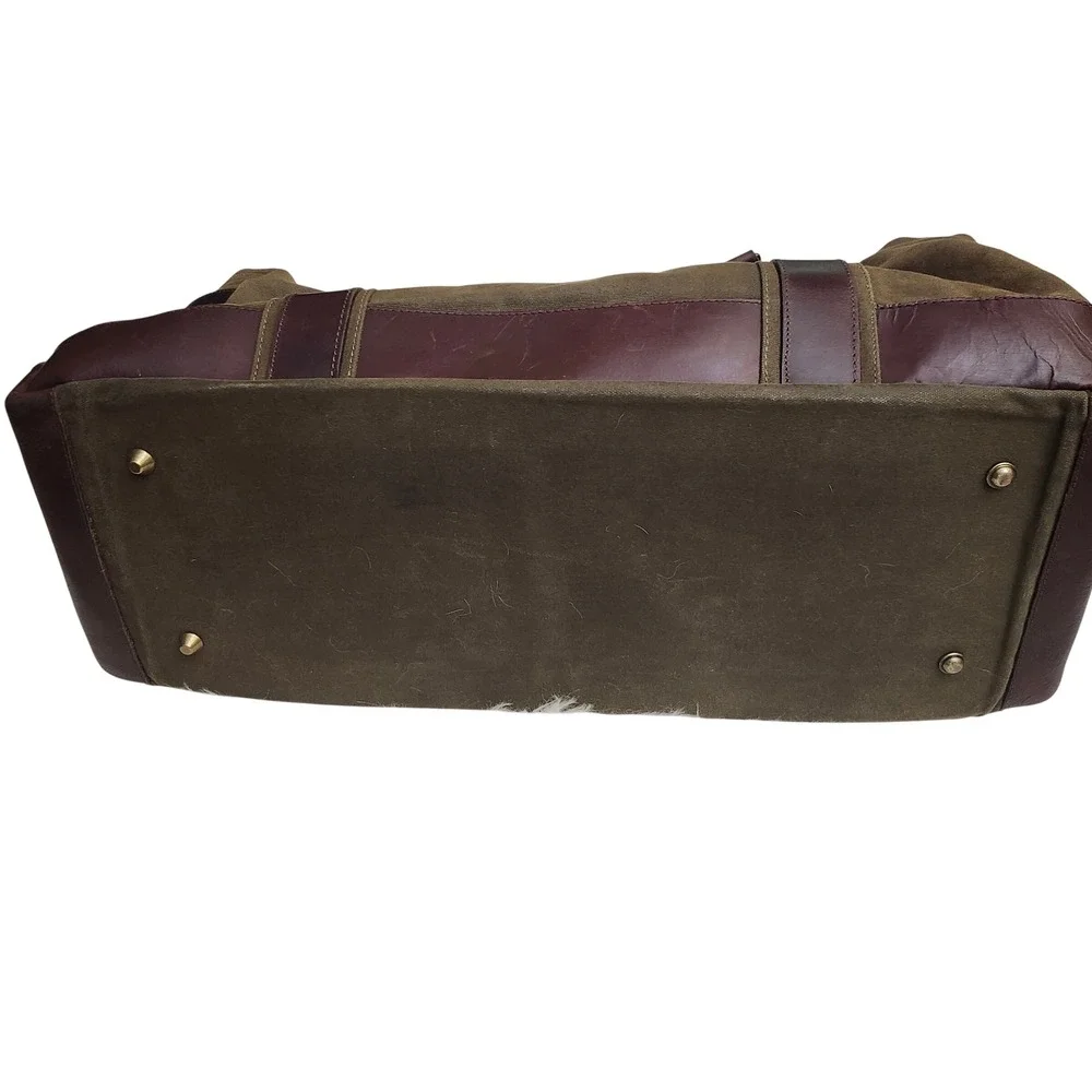 The Normal Brand Waxed Canvas Leather Duffel Bag Olive Green Weekender Travel